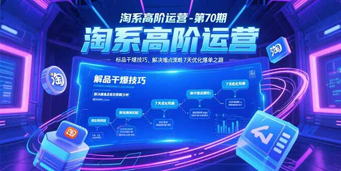 淘系高阶运营-第70期,标品干爆技巧,解决难点策略,大佬操盘方法-51网创资源