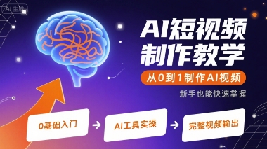 AI短视频制作教学，从0到1制作AI视频-51网创资源