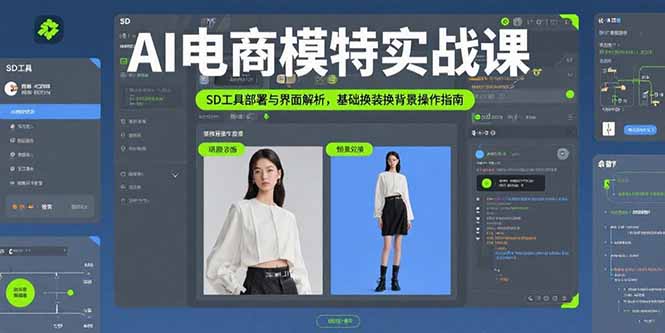 AI电商模特实战课，SD工具部署与界面解析，基础换装换背景操作指南-51网创资源