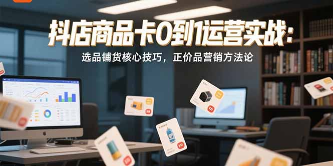 抖店商品卡0到1运营实战:选品铺货核心技巧,正价品营销方法论-51网创资源
