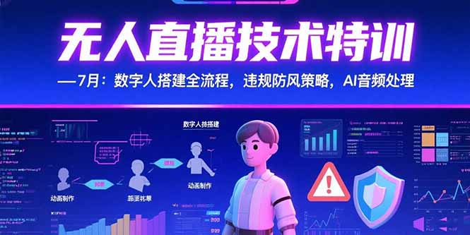 无人直播技术特训-7月：数字人搭建全流程，违规防风策略，AI音频处理-51网创资源