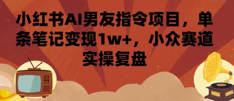 小红书AI男友指令项目，单条笔记变现1w+，小众赛道实操复盘-51网创资源