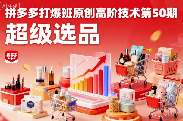 拼多多打爆班原创高阶技术第50期，超级选品-51网创资源
