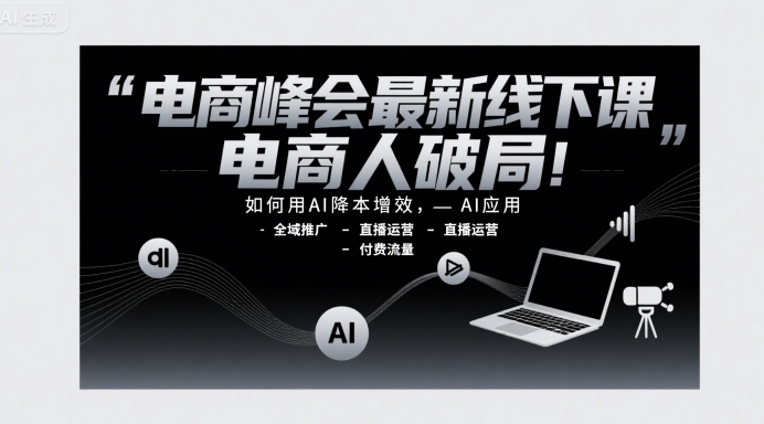 电商峰会最新线下课，电商人破局，如何用AI降本增效，AI应用-全域推广-直播运营-付费流量-51网创资源