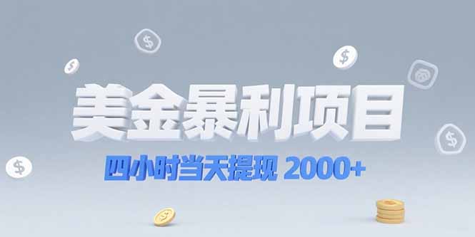 美金暴利项目，四小时当天提现 2000+机会留给会选赛道的人-51网创资源