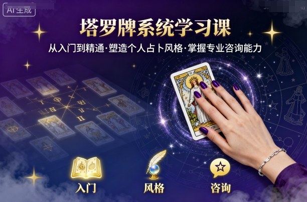 塔罗牌系统学习课，助你从入门到精通，塑造个人占卜风格，掌握专业咨询能力-51网创资源