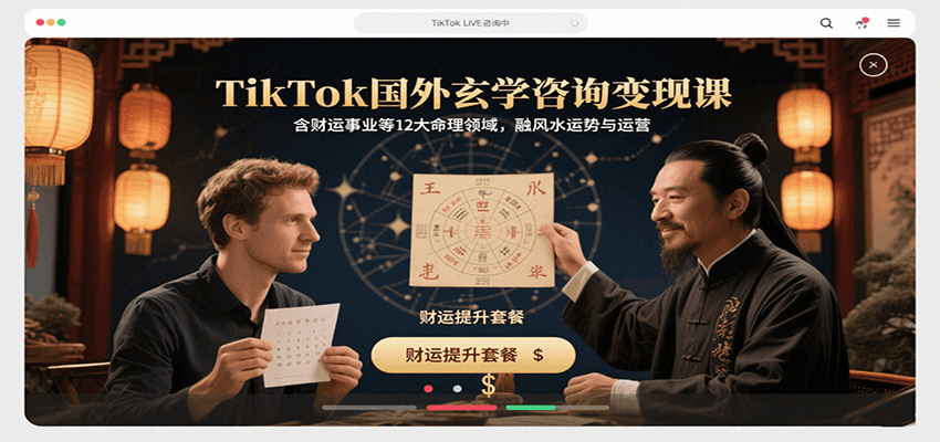 TikTok国外玄学咨询变现课，含财运事业等12大命理领域，融风水运势与运营-51网创资源
