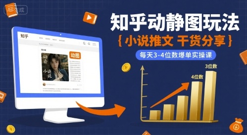 小说推文干货分享之知乎动静图玩法，每天3-4位数爆单实操课-51网创资源