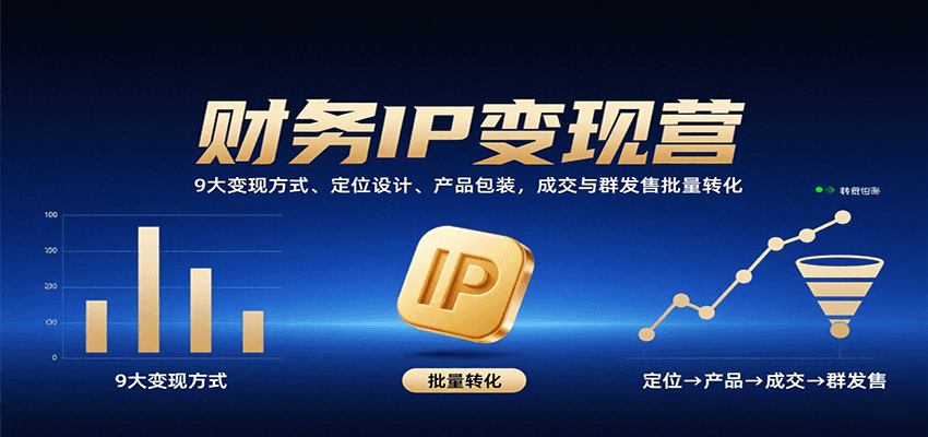 财务IP变现营：9大变现方式、定位设计、产品包装，成交与群发售批量转化-51网创资源