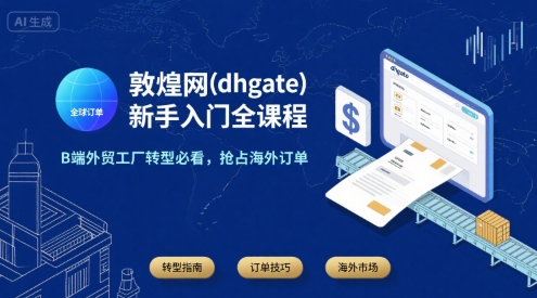 敦煌网(dhgate)新手入门全课程,B端外贸工厂转型必看,抢占海外订单-51网创资源