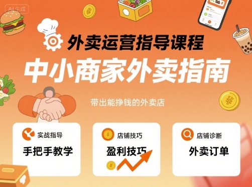 外卖运营指导课程，中小商家外卖指南，手把手带出能挣钱的外卖店-51网创资源