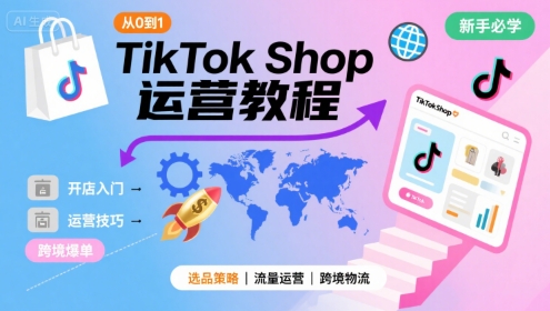 TikTok Shop从0到1运营教程,TikTok跨境电商新手必学课程-51网创资源