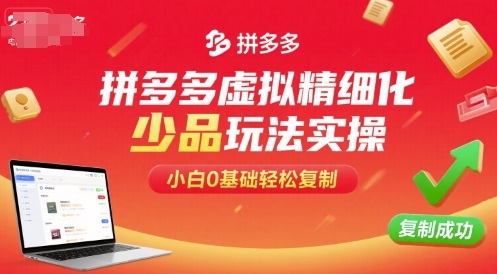 拼多多虚拟精细化少品玩法实操,小白0基础轻松复制-51网创资源