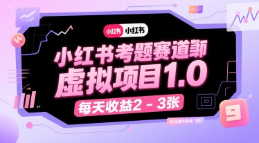 小红书考题赛道虚拟项目1.0，项目操作简单，每天收益2-3张-51网创资源