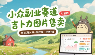 小众副业赛道 吉卜力图片售卖 单日2张+ AI一键生成【附教程】-51网创资源