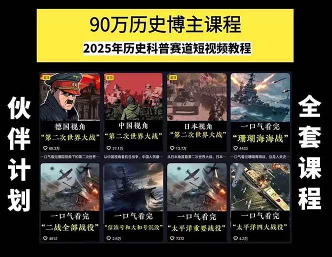 图片[1]-短视频历史赛道实战教程，手机电脑双端剪辑教程和账号运营指南与变现技巧-51网创资源