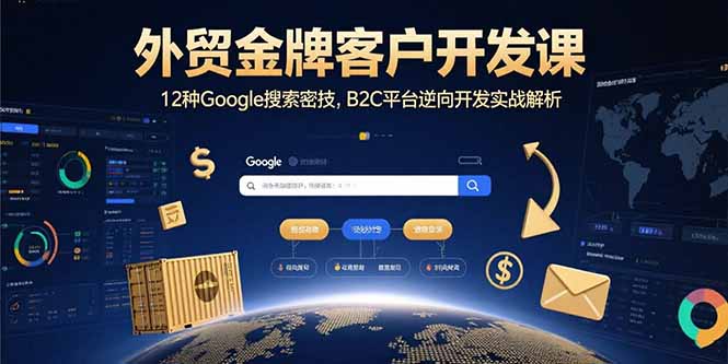 外贸金牌客户开发课，12种Google搜索密技，B2C平台逆向开发实战解析-51网创资源