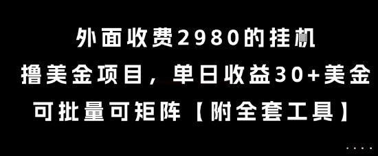 外面收费2980的挂G撸美金项目，单日收益30+美金，可批量可矩阵【揭秘】-51网创资源
