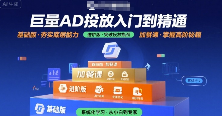 巨量AD投放入门到精通，基础版+进阶版+加餐课-51网创资源