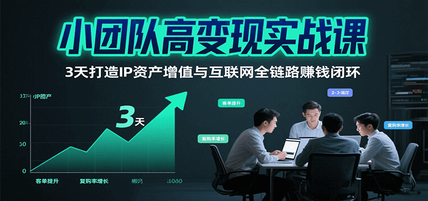 小团队高变现实战课,3天打造IP资产增值与互联网全链路赚钱闭环(第二期)-51网创资源