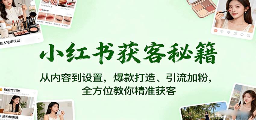 小红书获客秘籍：从内容到设置，爆款打造、引流加粉，全方位教你精准获客-51网创资源