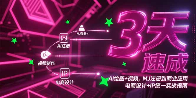 3天速成AI绘图+视频，MJ注册到商业应用，电商设计+IP统一实战指南-51网创资源