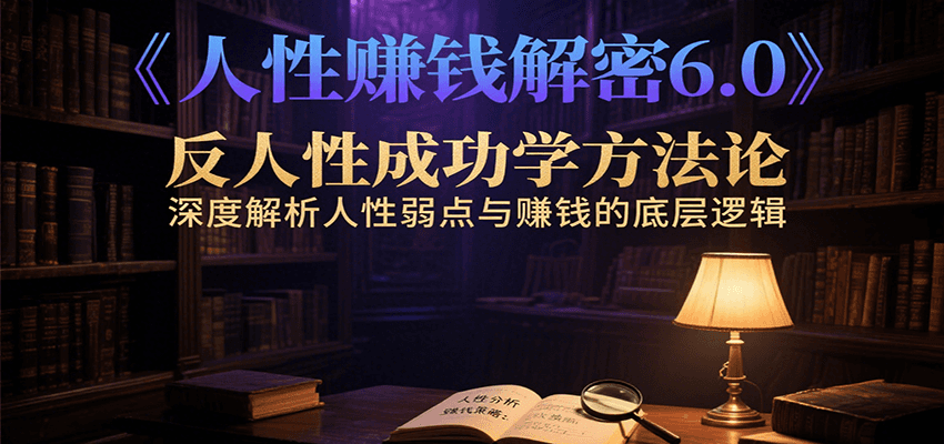 人性赚钱解密6.0，反人性成功学方法论，深度解析人性弱点与赚钱的底层逻辑-51网创资源