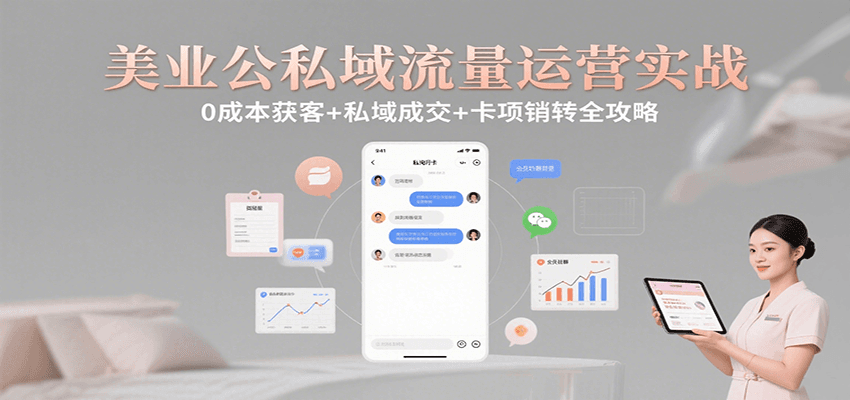 美业公私域流量运营实战：0成本获客+私域成交+卡项销转全攻略-51网创资源