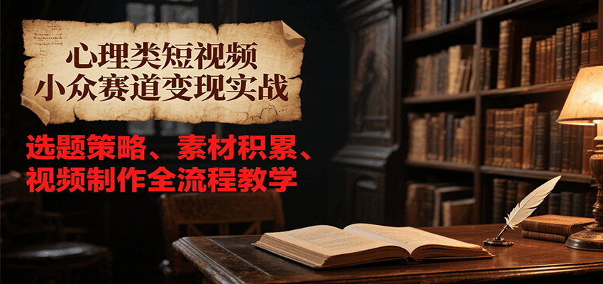 心理类短视频小众赛道变现实战，选题策略、素材积累、视频制作全流程教学-51网创资源