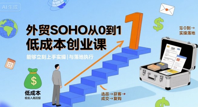 外贸SOHO从0到1低成本创业课，能够立刻上手实操与落地执行-51网创资源