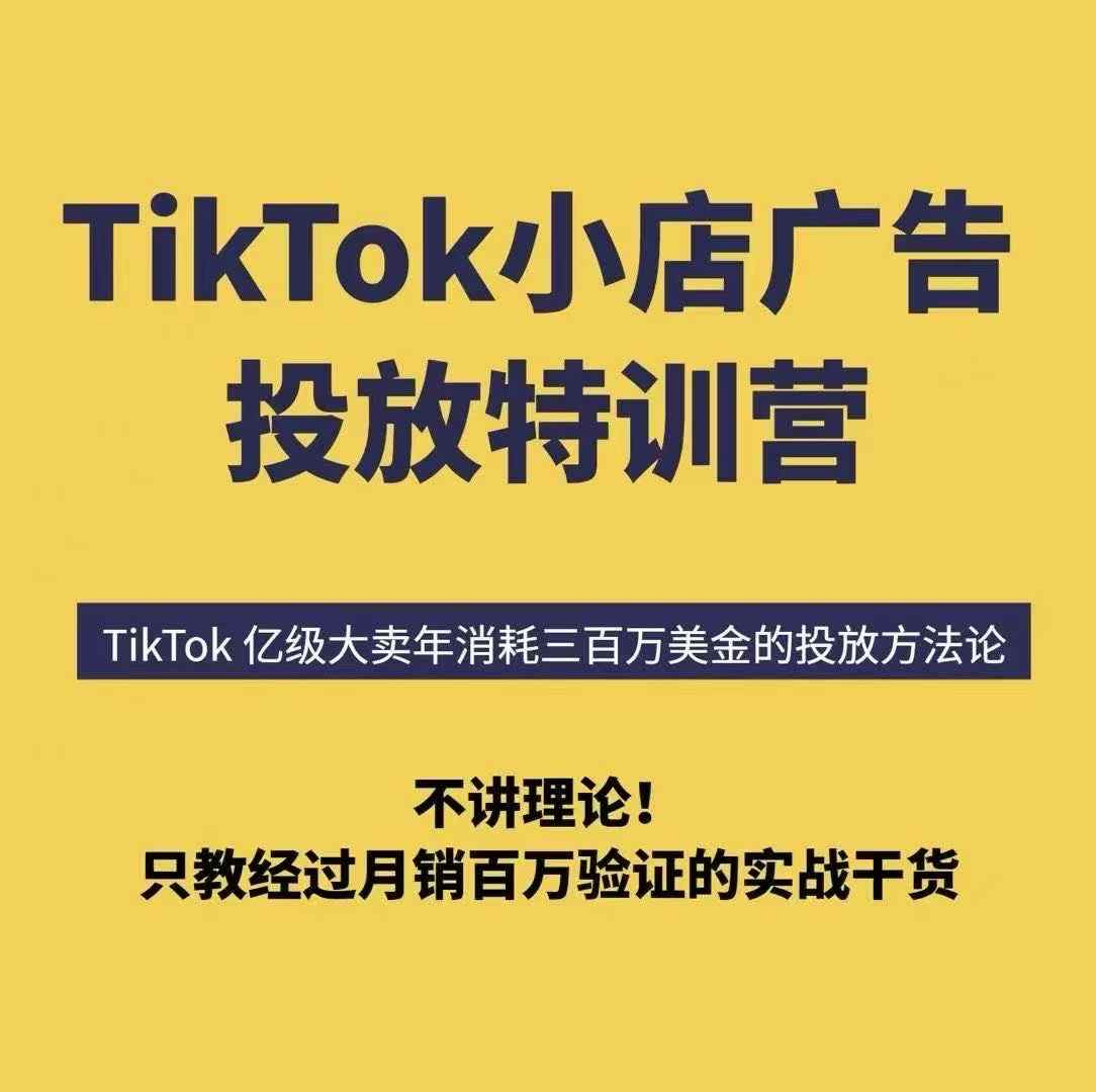 TikTok小店广告投放特训营，6天破局计划专治各种“投不动”，教你经过月销百万验证的实战干货-51网创资源