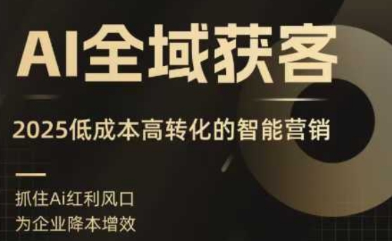 AI全域获客实训营，2025低成本高转化的智能营销，精准找客，高效营销-51网创资源