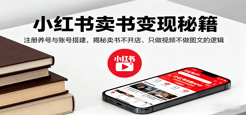 小红书卖书变现秘籍，注册养号与账号搭建，揭秘卖书不开店、只做视频不做图文的逻辑-51网创资源