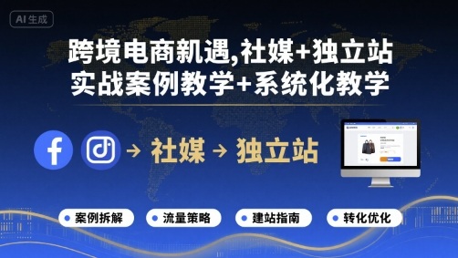 跨境电商新机遇,社媒+独立站,实战案例教学+系统化教学-51网创资源