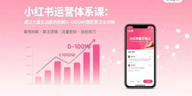 小红书运营体系课：通过大量实战案例拆解0-1000W爆款算法全攻略-51网创资源