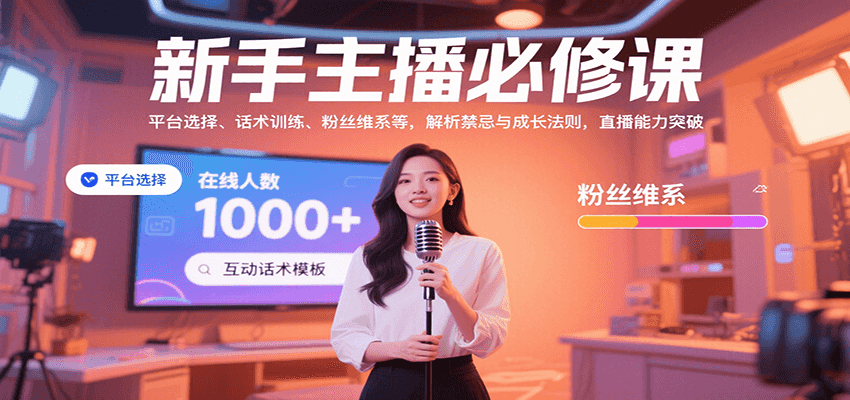 新手主播必修课:平台选择、话术训练、粉丝维系等,解析禁忌与成长法则,突破直播能力-51网创资源
