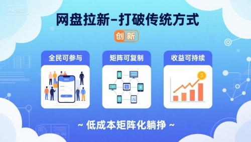 网盘拉新-打破传统方式，低成本矩阵化躺挣，全民可参与、矩阵可复制、收益可持续【揭秘】-51网创资源