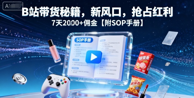 B站带货秘籍,新风口,抢占红利,7天2k+佣金【附SOP手册】-51网创资源