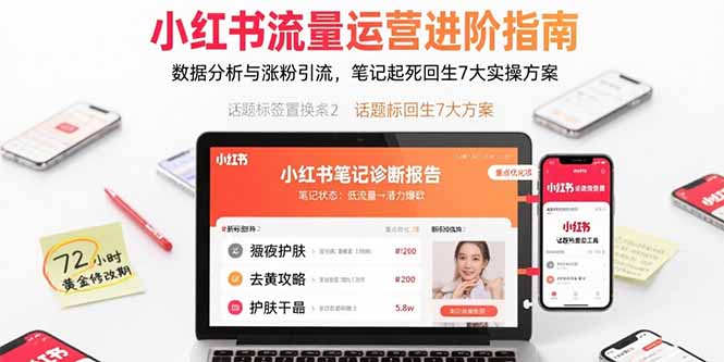 小红书流量运营进阶指南，数据分析与涨粉引流，笔记起死回生7大实操方案-51网创资源