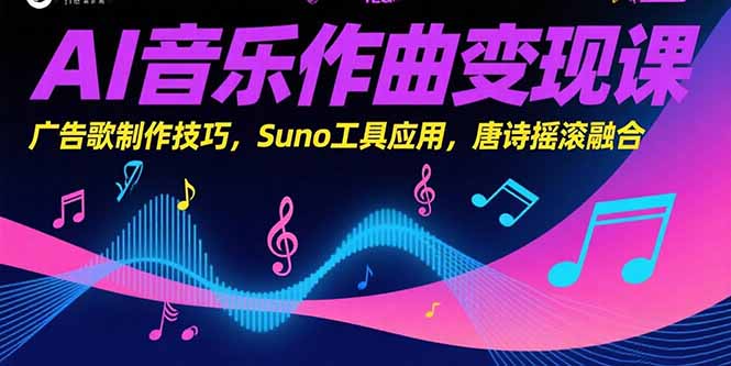 AI音乐作曲变现课,广告歌制作技巧,Suno工具应用,唐诗摇滚融合-51网创资源