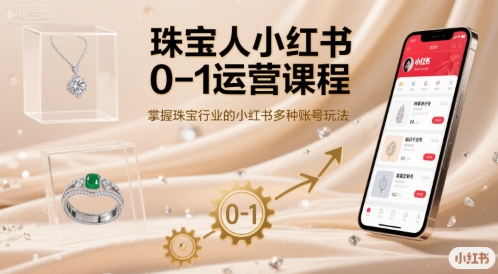 珠宝人小红书0-1运营课程，掌握珠宝行业的小红书多种账号玩法-51网创资源