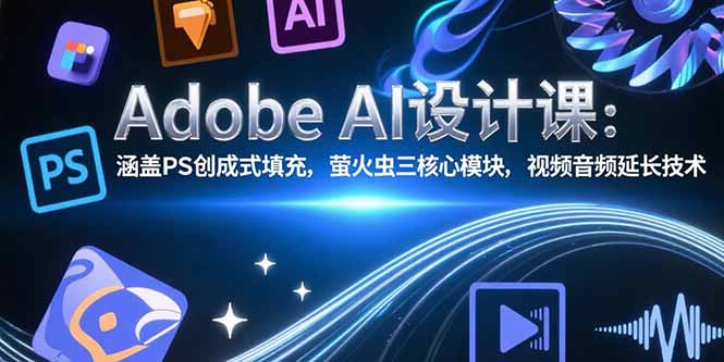 Adobe AI设计课：涵盖PS创成式填充，萤火虫三核心模块，视频音频延长技术-51网创资源