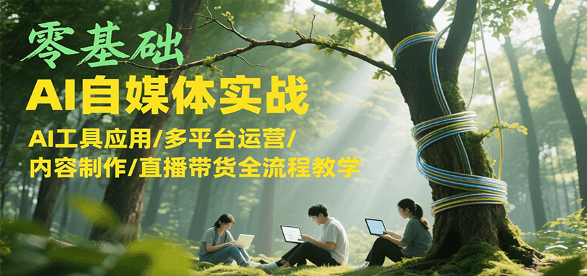 零基础AI自媒体实战，AI工具应用/多平台运营/内容制作/直播带货全流程教学-51网创资源