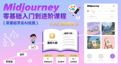 midjourney零基础入门到进阶课程，零基础学会AI绘画-51网创资源