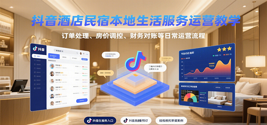 抖音酒店民宿本地生活服务运营教学，订单处理、房价调控、财务对账等日常运营流程-51网创资源