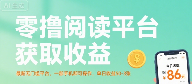 零撸阅读平台获取收益，最新无门槛平台，一部手机即可操作，单日收益50-3张【揭秘】-51网创资源