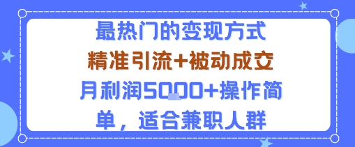 小众赛道玩法：当下最热门的变现方式，精准引流+被动成交月利润5k+操作简单，适合兼职人群-51网创资源