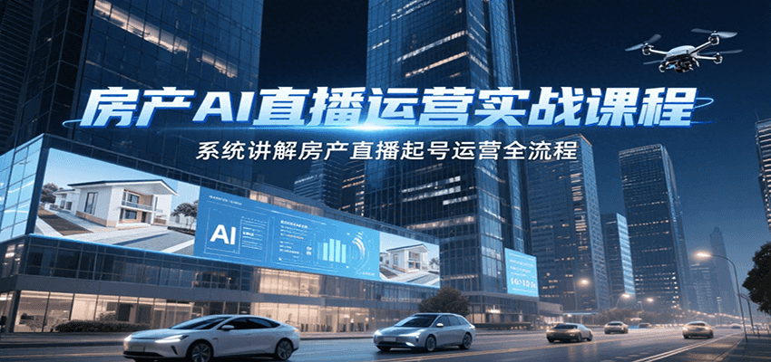 房产AI直播运营实战课程，系统讲解房产直播起号运营全流程-51网创资源