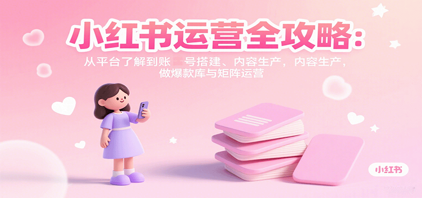 小红书运营全攻略:从平台了解到账号搭建、内容生产,做爆款库与矩阵运营-51网创资源