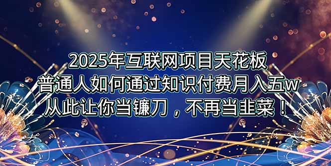 2025年互联网项目天花板,普通人如何通过卖项目实现逆风翻盘,月入5W+!-51网创资源